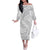 White Sunday Lotu Tamaiti Off The Shoulder Long Sleeve Dress Polynesian Wave Pastel Gray - Polynesian Pride