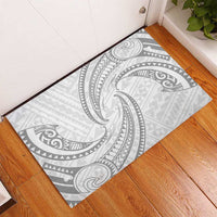 White Sunday Lotu Tamaiti Rubber Doormat Polynesian Wave Pastel Gray - Polynesian Pride