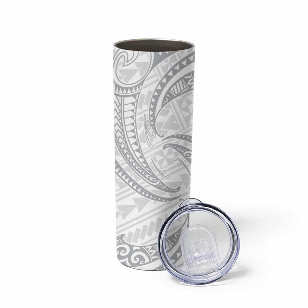 White Sunday Lotu Tamaiti Skinny Tumbler Polynesian Wave Pastel Gray - Polynesian Pride