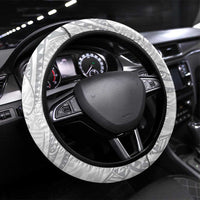 White Sunday Lotu Tamaiti Steering Wheel Cover Polynesian Wave Pastel Gray LT9 Universal Fit Gray - Polynesian Pride
