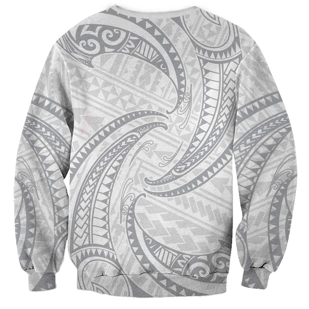 White Sunday Lotu Tamaiti Sweatshirt Polynesian Wave Pastel Gray LT9 - Polynesian Pride