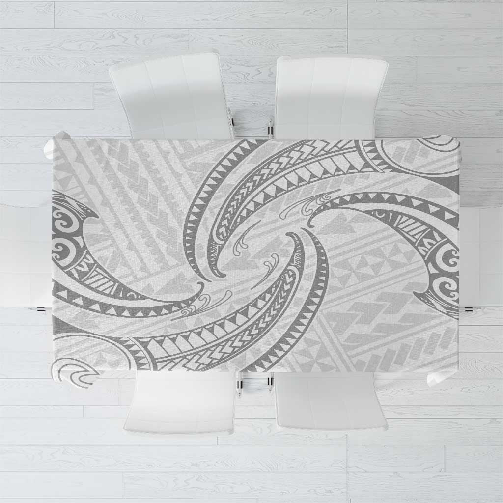 White Sunday Lotu Tamaiti Tablecloth Polynesian Wave Pastel Gray - Polynesian Pride