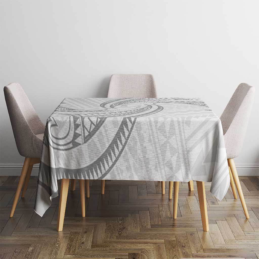 White Sunday Lotu Tamaiti Tablecloth Polynesian Wave Pastel Gray - Polynesian Pride