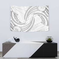 White Sunday Lotu Tamaiti Tapestry Polynesian Wave Pastel Gray - Polynesian Pride
