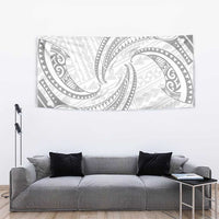 White Sunday Lotu Tamaiti Tapestry Polynesian Wave Pastel Gray - Polynesian Pride