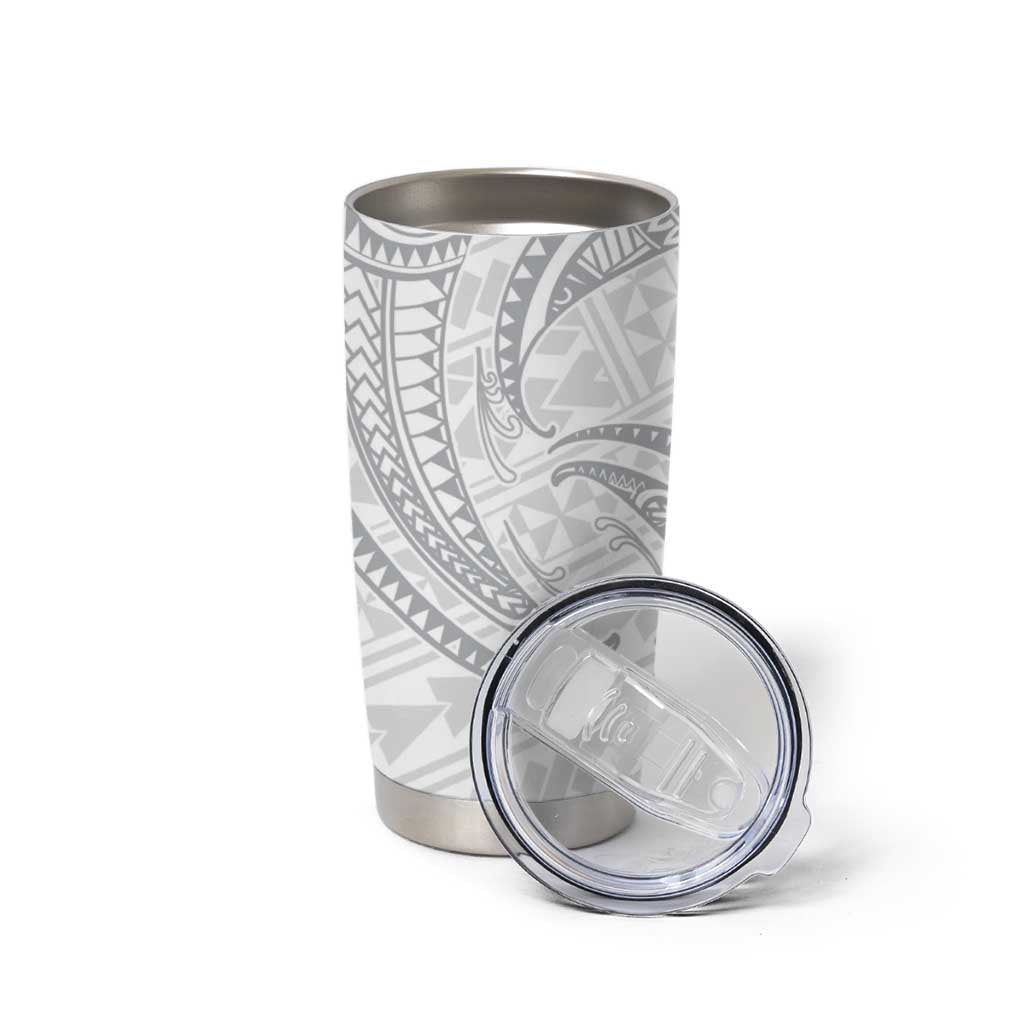 White Sunday Lotu Tamaiti Tumbler Cup Polynesian Wave Pastel Gray LT9 - Polynesian Pride