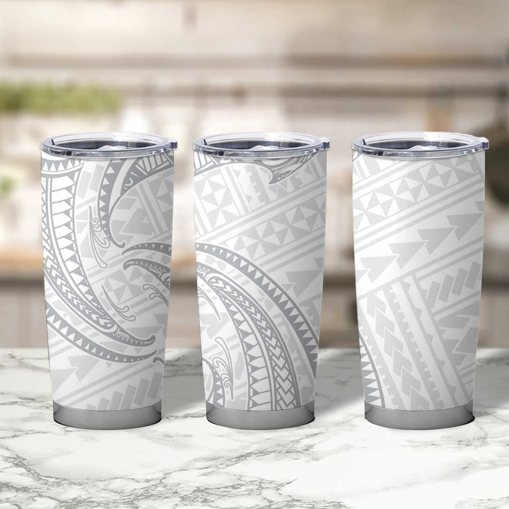White Sunday Lotu Tamaiti Tumbler Cup Polynesian Wave Pastel Gray LT9 - Polynesian Pride