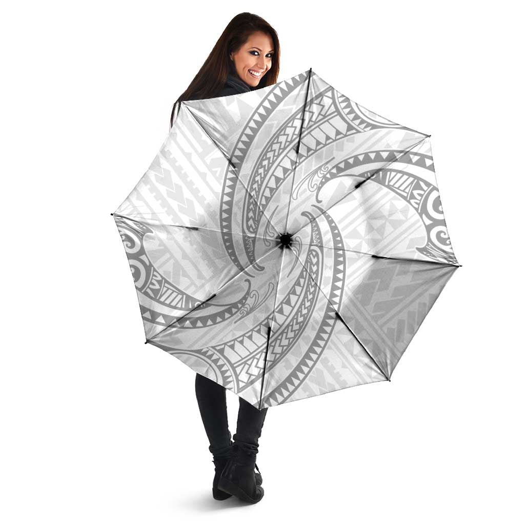 White Sunday Lotu Tamaiti Umbrella Polynesian Wave Pastel Gray - Polynesian Pride