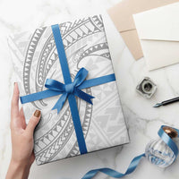 White Sunday Lotu Tamaiti Wrapping Paper Polynesian Wave Pastel Gray - Polynesian Pride