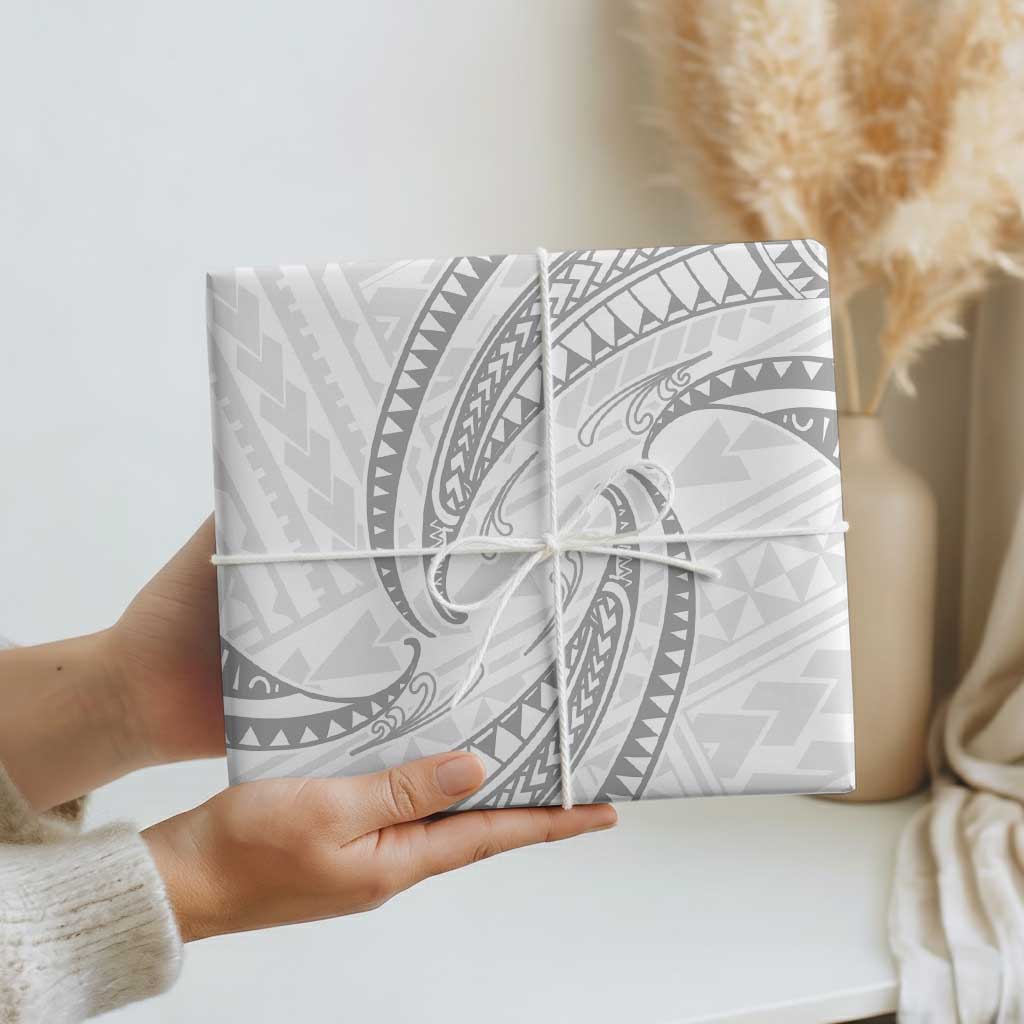 White Sunday Lotu Tamaiti Wrapping Paper Polynesian Wave Pastel Gray - Polynesian Pride