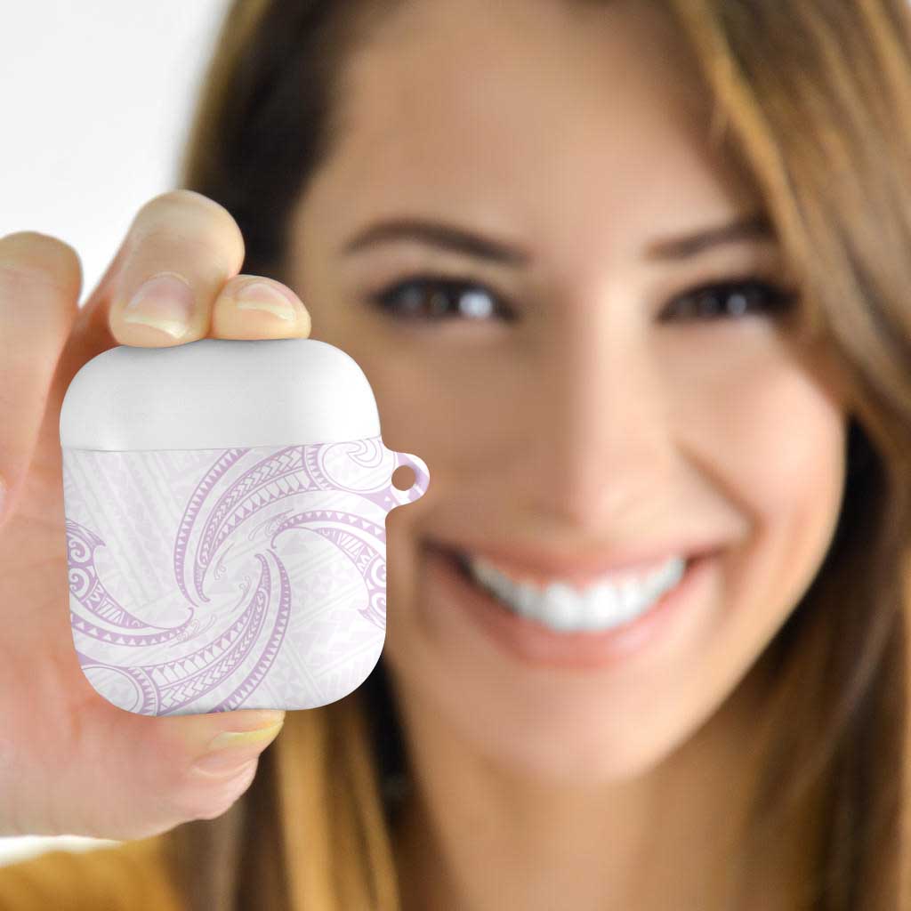 White Sunday Lotu Tamaiti AirPods Case Polynesian Wave Pastel Mauve - Polynesian Pride