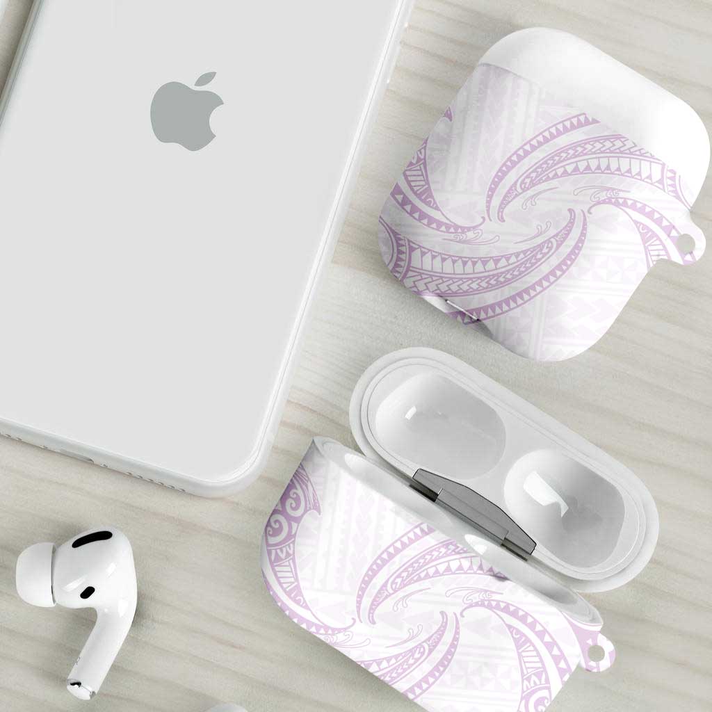 White Sunday Lotu Tamaiti AirPods Case Polynesian Wave Pastel Mauve - Polynesian Pride