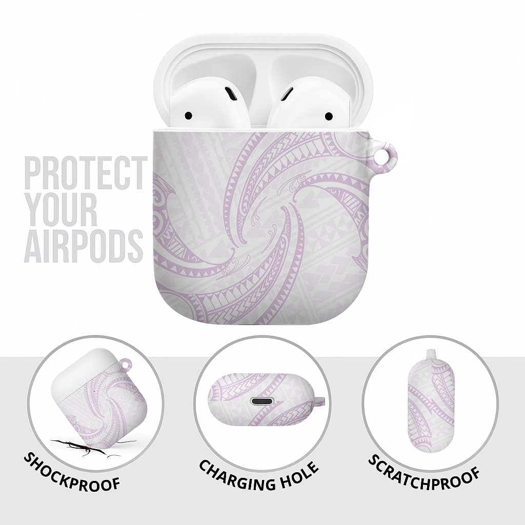 White Sunday Lotu Tamaiti AirPods Case Polynesian Wave Pastel Mauve - Polynesian Pride