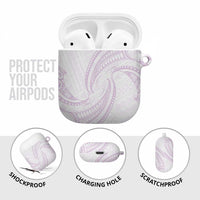 White Sunday Lotu Tamaiti AirPods Case Polynesian Wave Pastel Mauve - Polynesian Pride