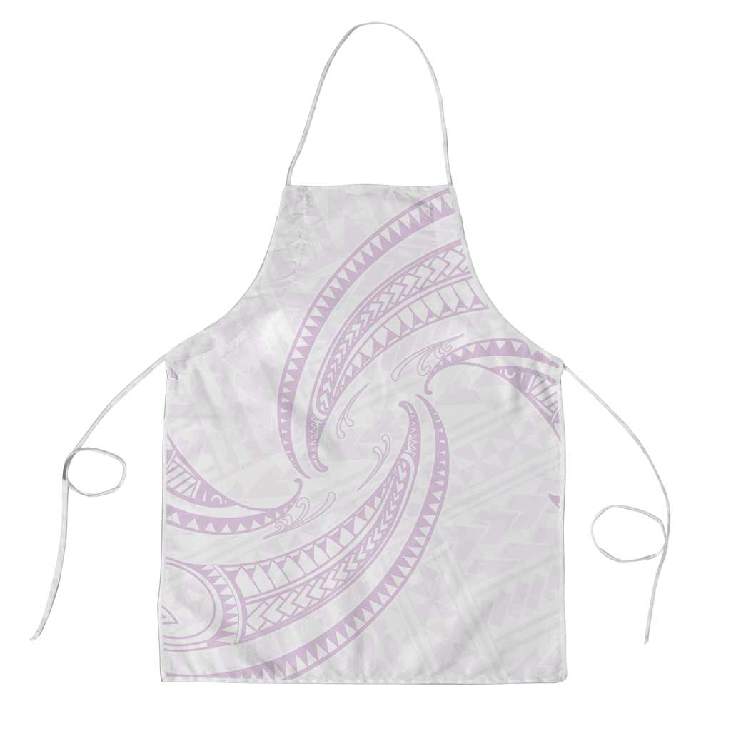 White Sunday Lotu Tamaiti Apron Polynesian Wave Pastel Mauve - Polynesian Pride