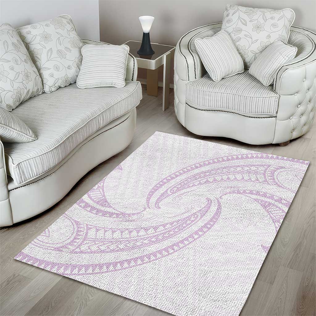 White Sunday Lotu Tamaiti Area Rug Polynesian Wave Pastel Mauve - Polynesian Pride