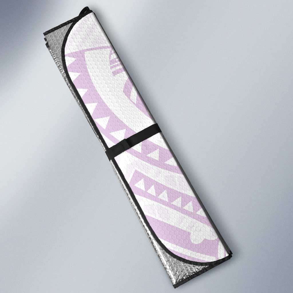 White Sunday Lotu Tamaiti Auto Sun Shade Polynesian Wave Pastel Mauve - Polynesian Pride
