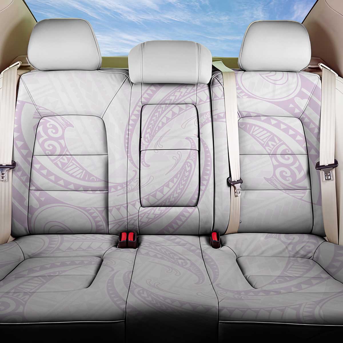 White Sunday Lotu Tamaiti Back Car Seat Cover Polynesian Wave Pastel Mauve LT9 One Size Mauve - Polynesian Pride