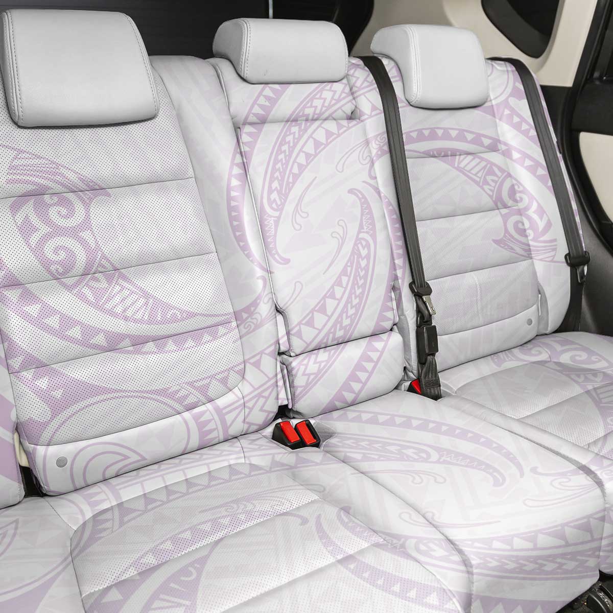 White Sunday Lotu Tamaiti Back Car Seat Cover Polynesian Wave Pastel Mauve LT9 - Polynesian Pride