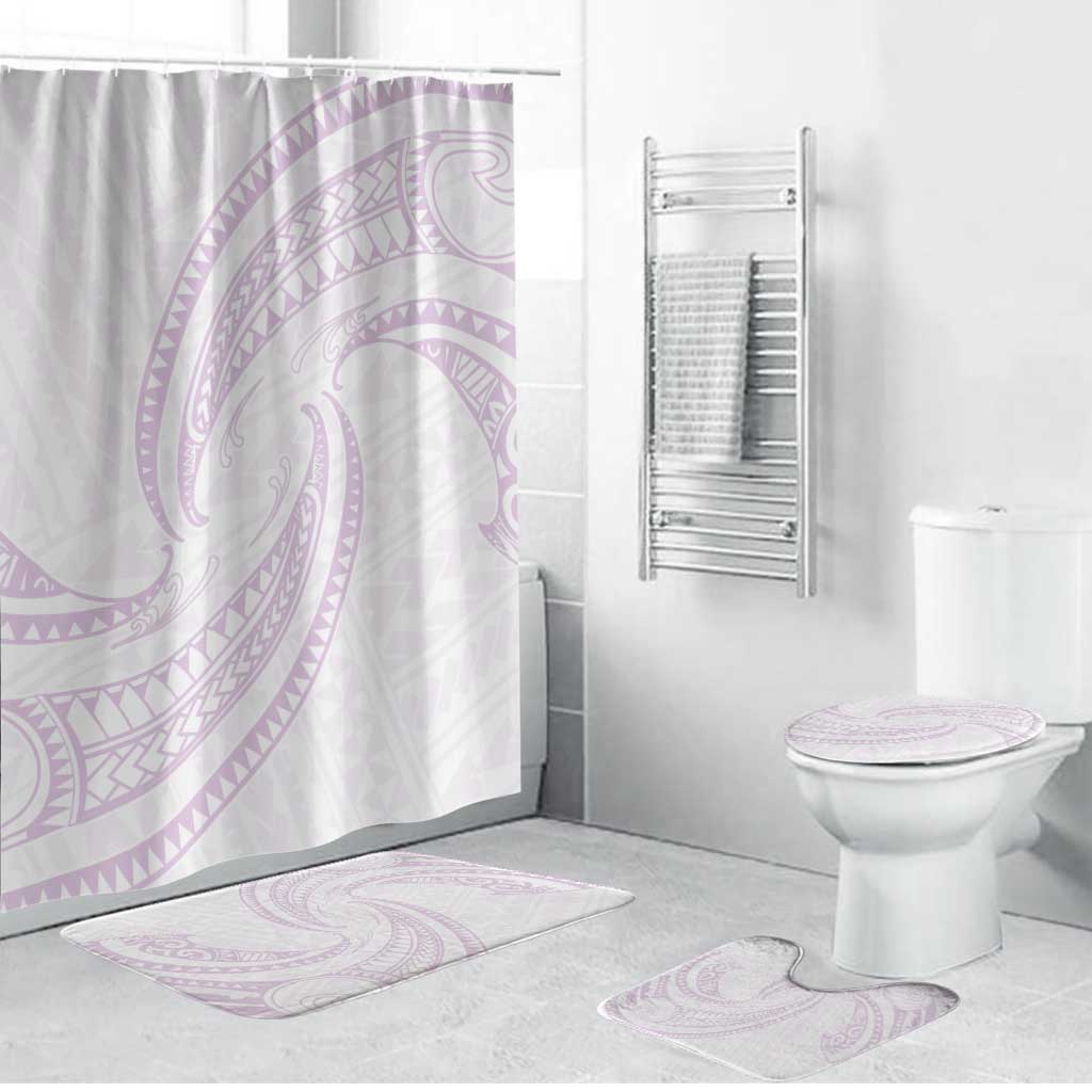 White Sunday Lotu Tamaiti Bathroom Set Polynesian Wave Pastel Mauve - Polynesian Pride