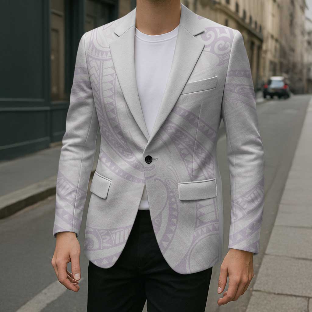 White Sunday Lotu Tamaiti Blazer Polynesian Wave Pastel Mauve - Polynesian Pride
