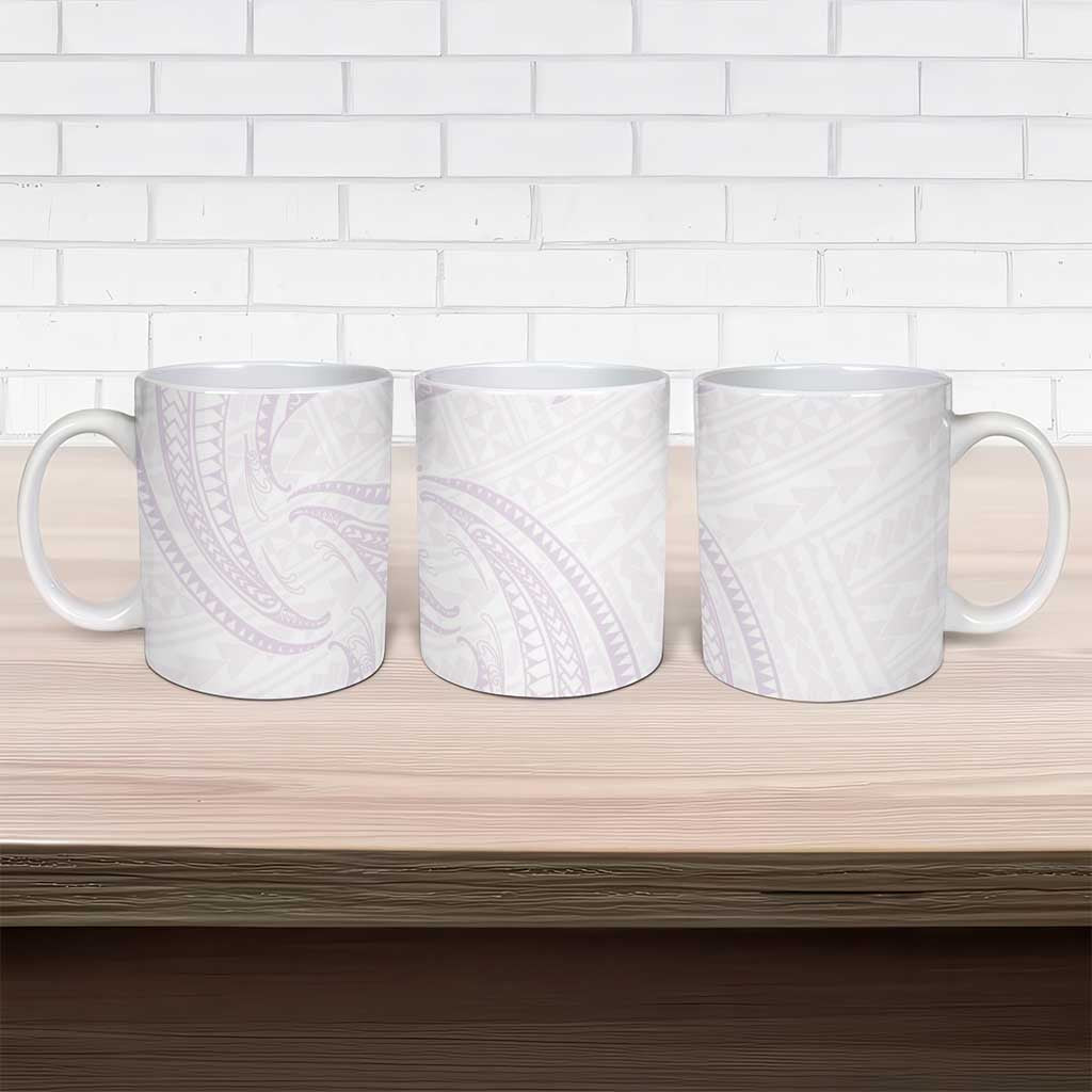 White Sunday Lotu Tamaiti Ceramic Mug Polynesian Wave Pastel Mauve - Polynesian Pride