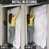 White Sunday Lotu Tamaiti Door Cover Polynesian Wave Pastel Mauve - Polynesian Pride