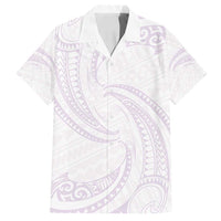 White Sunday Lotu Tamaiti Family Matching Off Shoulder Short Dress and Hawaiian Shirt Polynesian Wave Pastel Mauve LT9 Dad's Shirt - Short Sleeve Mauve - Polynesian Pride
