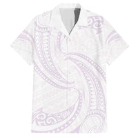 White Sunday Lotu Tamaiti Family Matching Puletasi and Hawaiian Shirt Polynesian Wave Pastel Mauve LT9 Dad's Shirt - Short Sleeve Mauve - Polynesian Pride