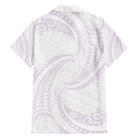 White Sunday Lotu Tamaiti Family Matching Summer Maxi Dress and Hawaiian Shirt Polynesian Wave Pastel Mauve LT9 - Polynesian Pride