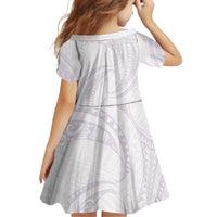 White Sunday Lotu Tamaiti Family Matching Tank Maxi Dress and Hawaiian Shirt Polynesian Wave Pastel Mauve - Polynesian Pride