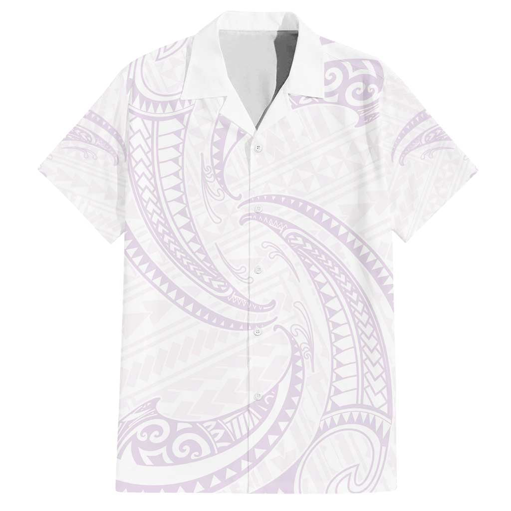 White Sunday Lotu Tamaiti Family Matching Tank Maxi Dress and Hawaiian Shirt Polynesian Wave Pastel Mauve - Polynesian Pride