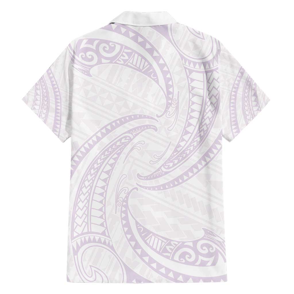White Sunday Lotu Tamaiti Family Matching Tank Maxi Dress and Hawaiian Shirt Polynesian Wave Pastel Mauve - Polynesian Pride