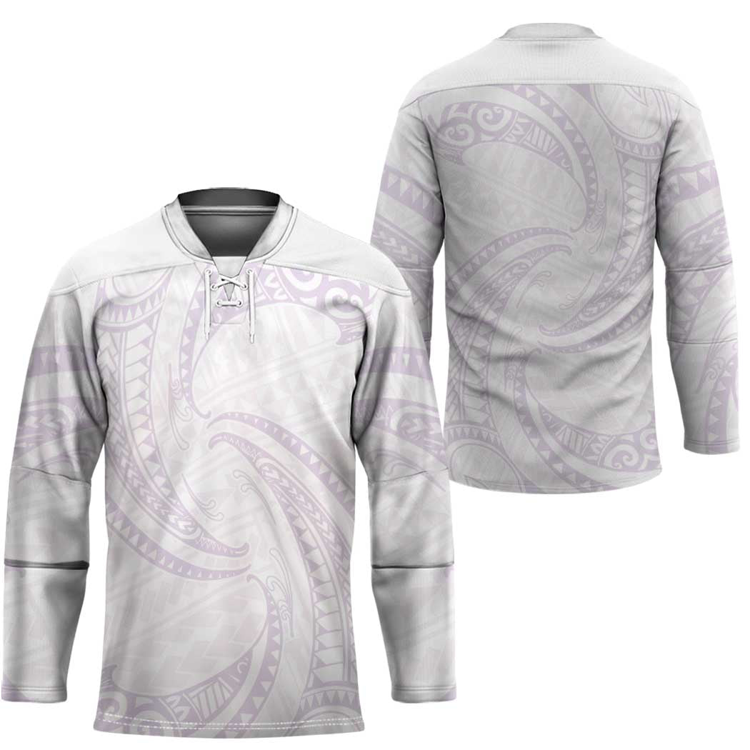 White Sunday Lotu Tamaiti Hockey Jersey Polynesian Wave Pastel Mauve - Polynesian Pride