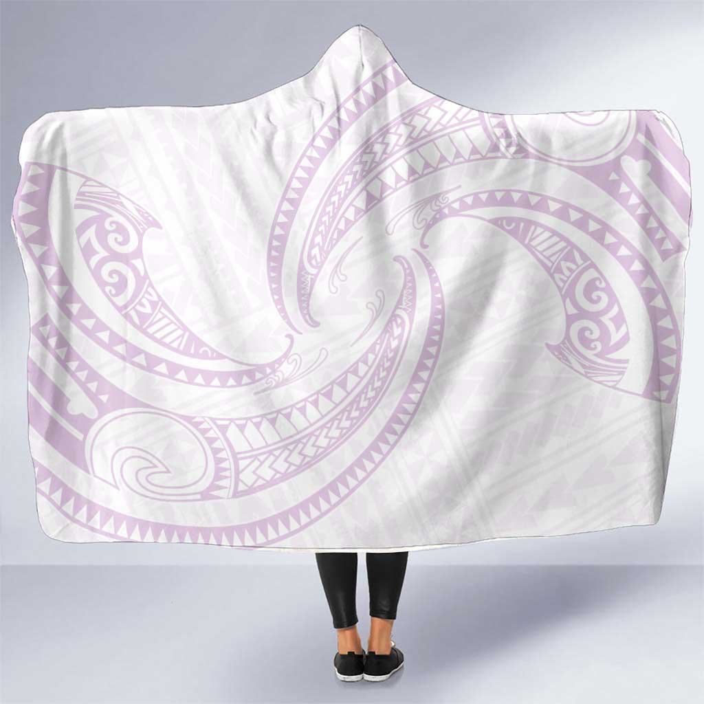 White Sunday Lotu Tamaiti Hooded Blanket Polynesian Wave Pastel Mauve - Polynesian Pride
