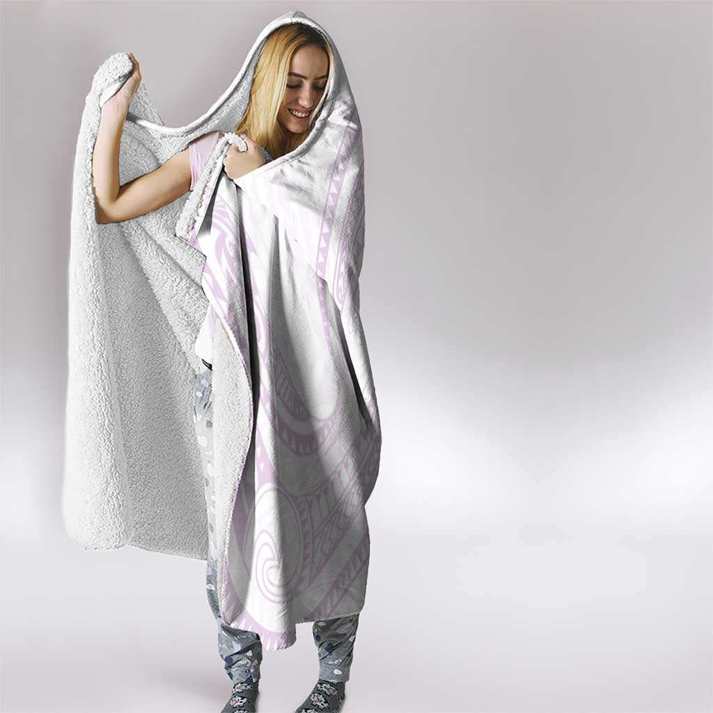 White Sunday Lotu Tamaiti Hooded Blanket Polynesian Wave Pastel Mauve - Polynesian Pride