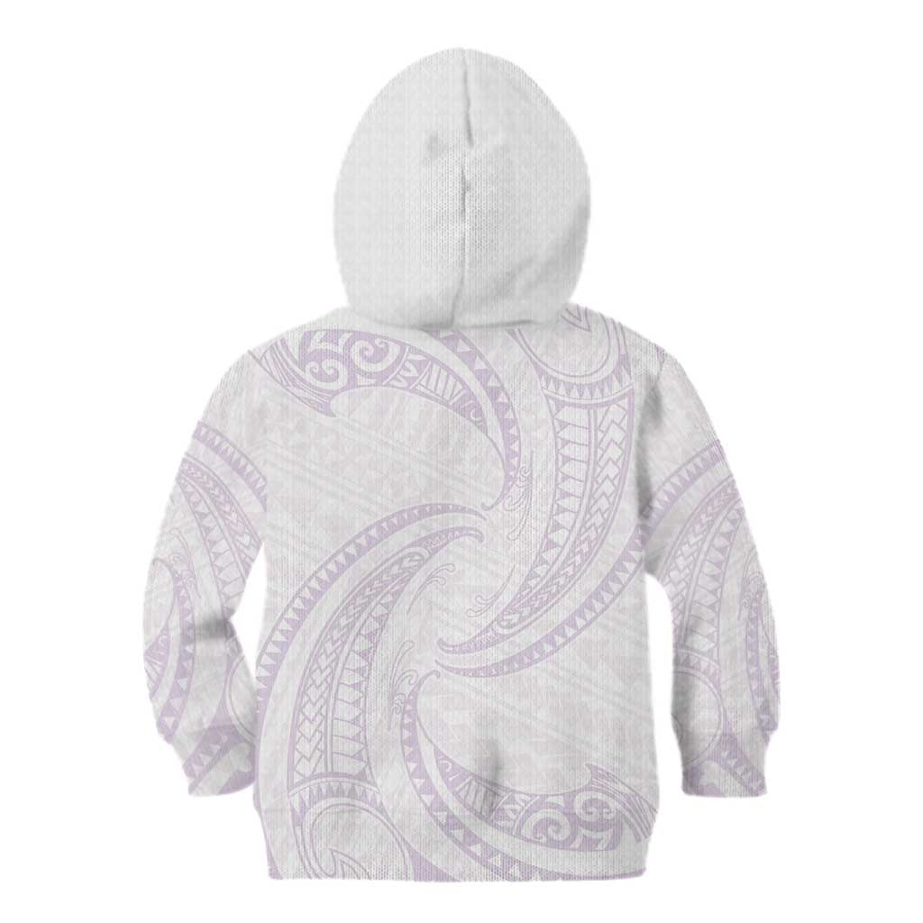 White Sunday Lotu Tamaiti Kid Hoodie Polynesian Wave Pastel Mauve - Polynesian Pride