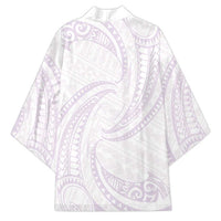 White Sunday Lotu Tamaiti Kimono Polynesian Wave Pastel Mauve - Polynesian Pride