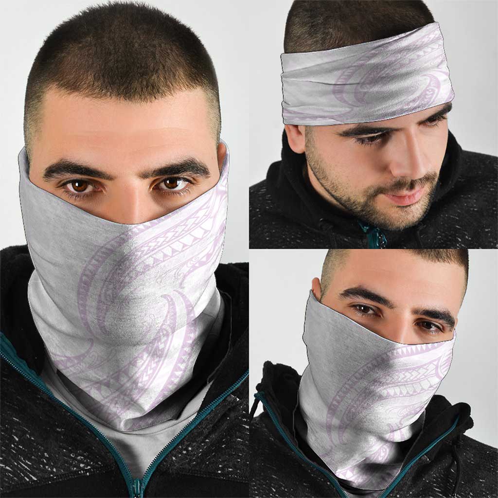 White Sunday Lotu Tamaiti Neck Gaiter Polynesian Wave Pastel Mauve LT9