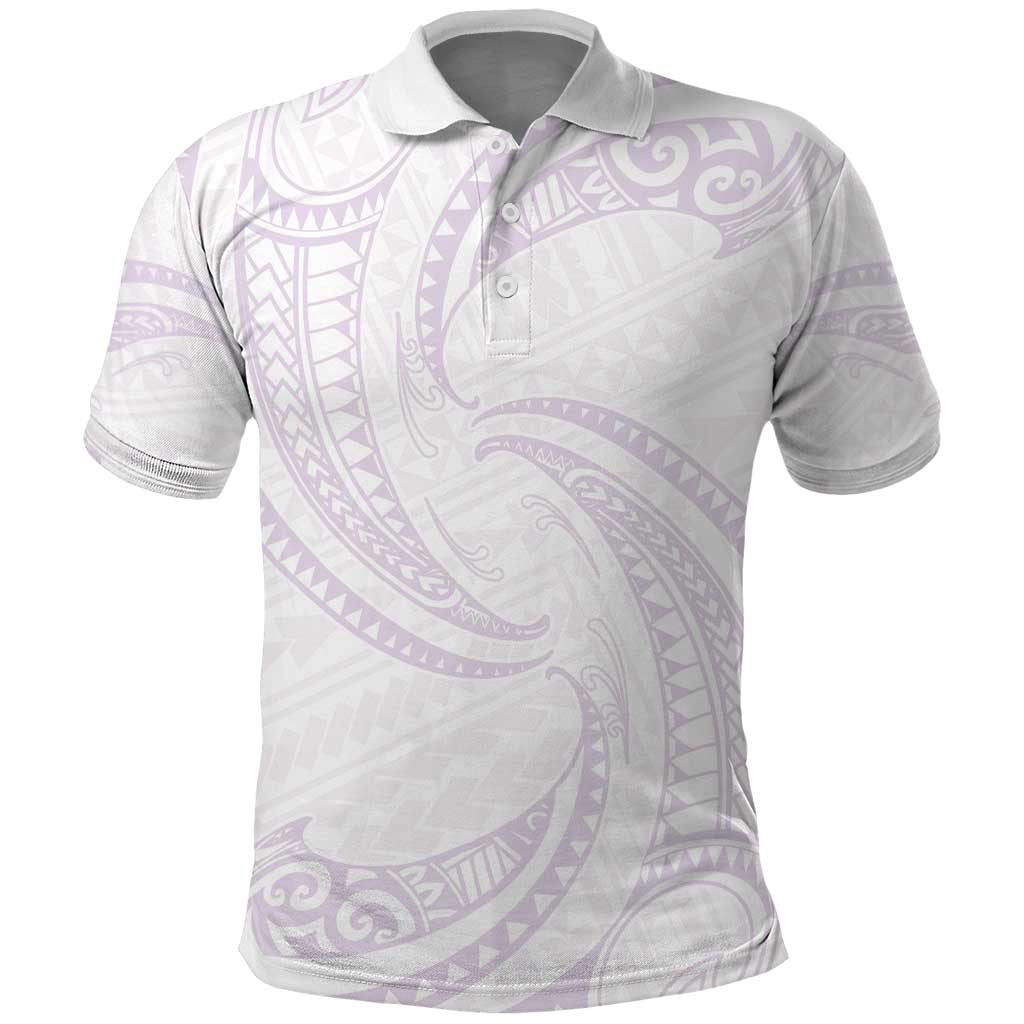 White Sunday Lotu Tamaiti Polo Shirt Polynesian Wave Pastel Mauve LT9 Mauve - Polynesian Pride