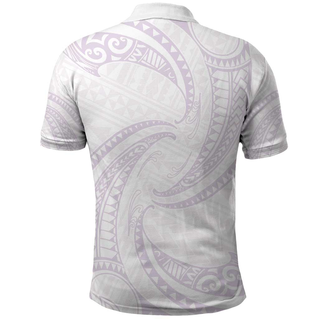 White Sunday Lotu Tamaiti Polo Shirt Polynesian Wave Pastel Mauve LT9 - Polynesian Pride