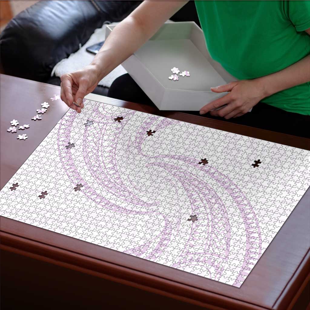 White Sunday Lotu Tamaiti Puzzle Polynesian Wave Pastel Mauve - Polynesian Pride