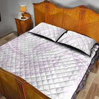 White Sunday Lotu Tamaiti Quilt Bed Set Polynesian Wave Pastel Mauve - Polynesian Pride