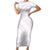 White Sunday Lotu Tamaiti Short Sleeve Bodycon Dress Polynesian Wave Pastel Mauve - Polynesian Pride