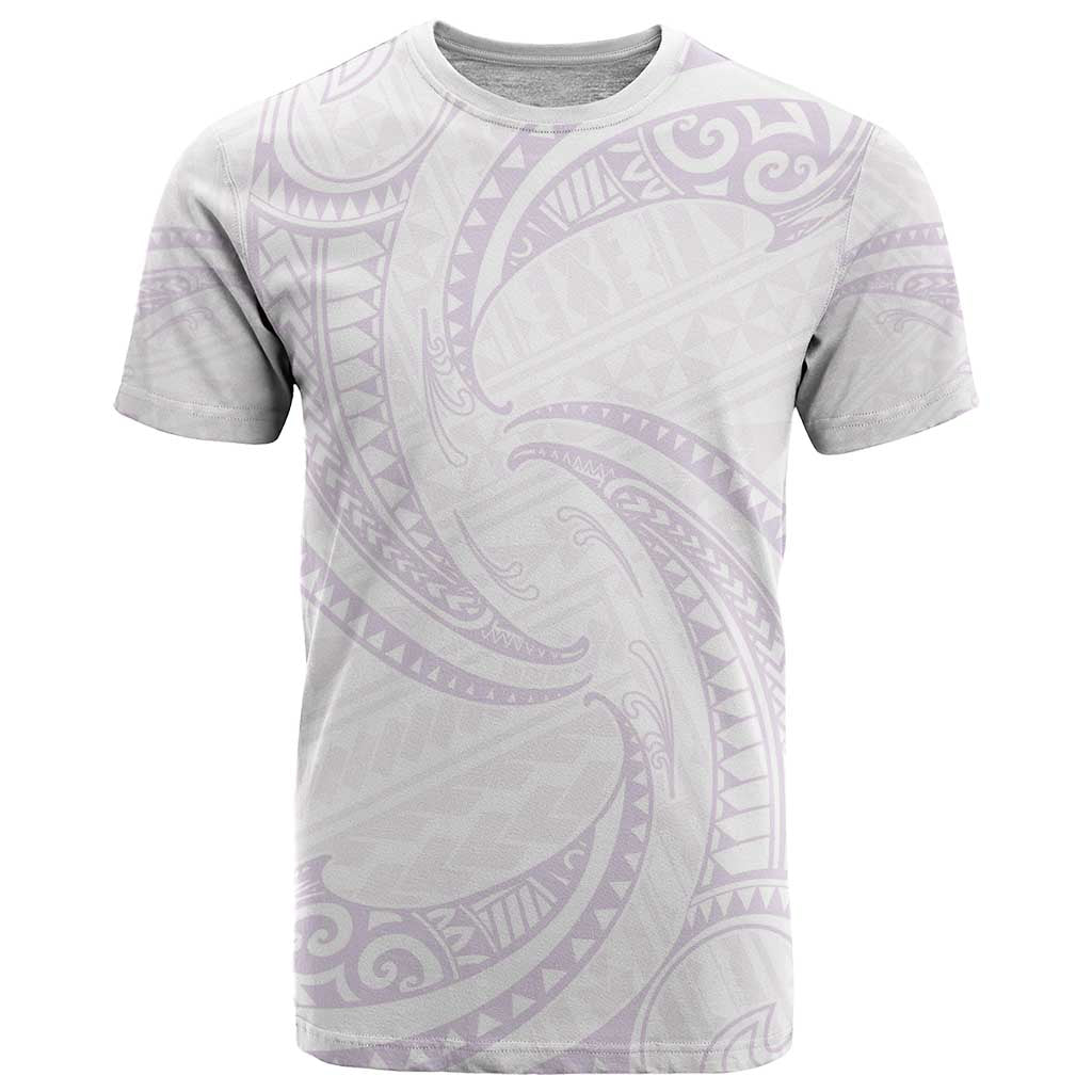 White Sunday Lotu Tamaiti T Shirt Polynesian Wave Pastel Mauve - Polynesian Pride