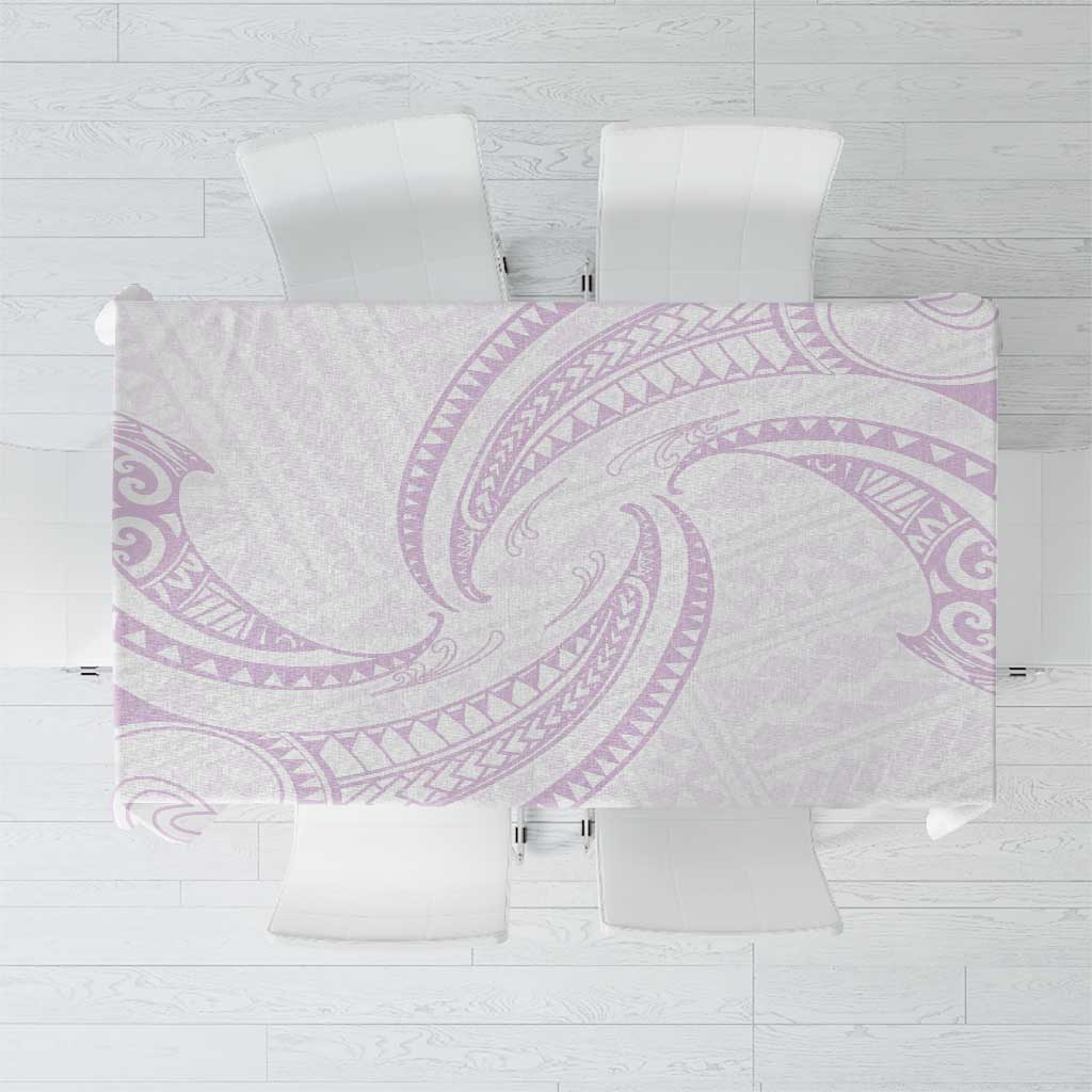 White Sunday Lotu Tamaiti Tablecloth Polynesian Wave Pastel Mauve - Polynesian Pride