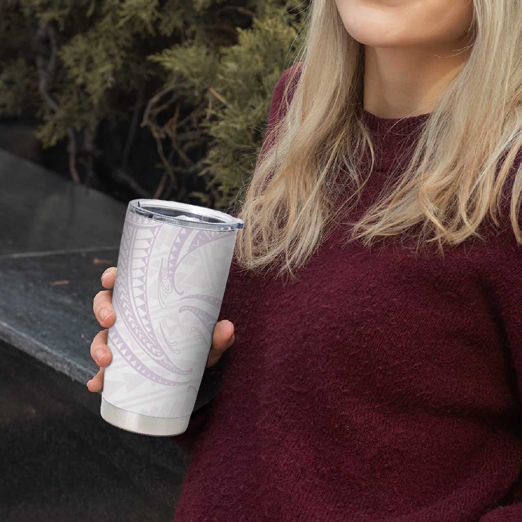 White Sunday Lotu Tamaiti Tumbler Cup Polynesian Wave Pastel Mauve - Polynesian Pride