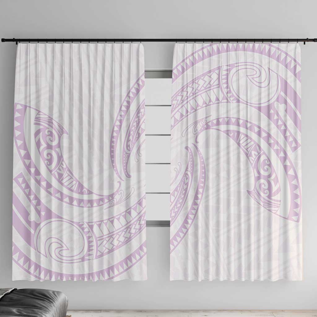 White Sunday Lotu Tamaiti Window Curtain Polynesian Wave Pastel Mauve - Polynesian Pride