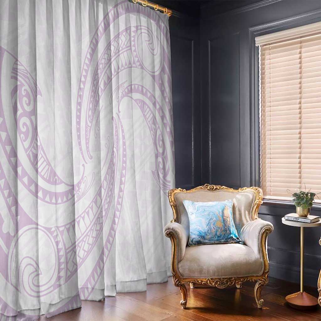 White Sunday Lotu Tamaiti Window Curtain Polynesian Wave Pastel Mauve - Polynesian Pride