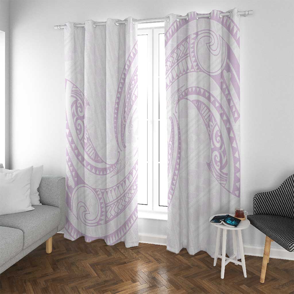 White Sunday Lotu Tamaiti Window Curtain Polynesian Wave Pastel Mauve - Polynesian Pride